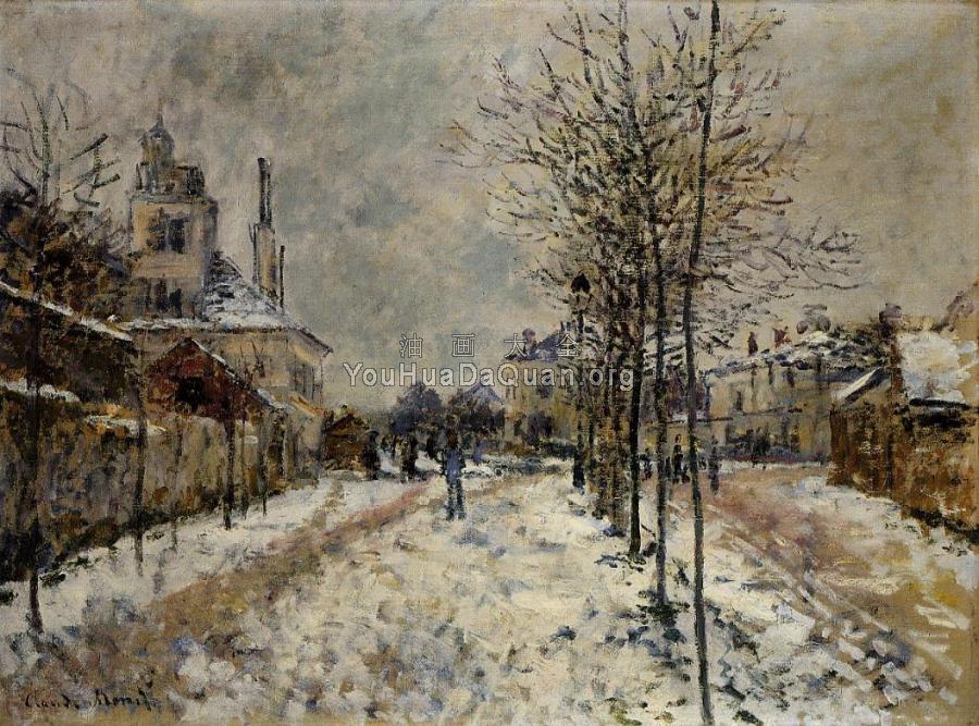 The Boulevard de Pontoise at Argenteuil, Snow Effect - 克劳德·莫奈